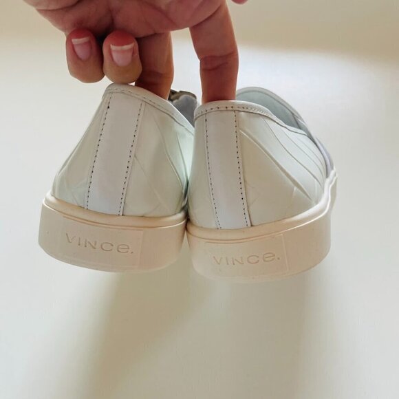 NWOB Vince Blair Slip On Sneaker Shoe Slip On Leather Woven Classic Preppy Rubbe - Picture 8 of 13